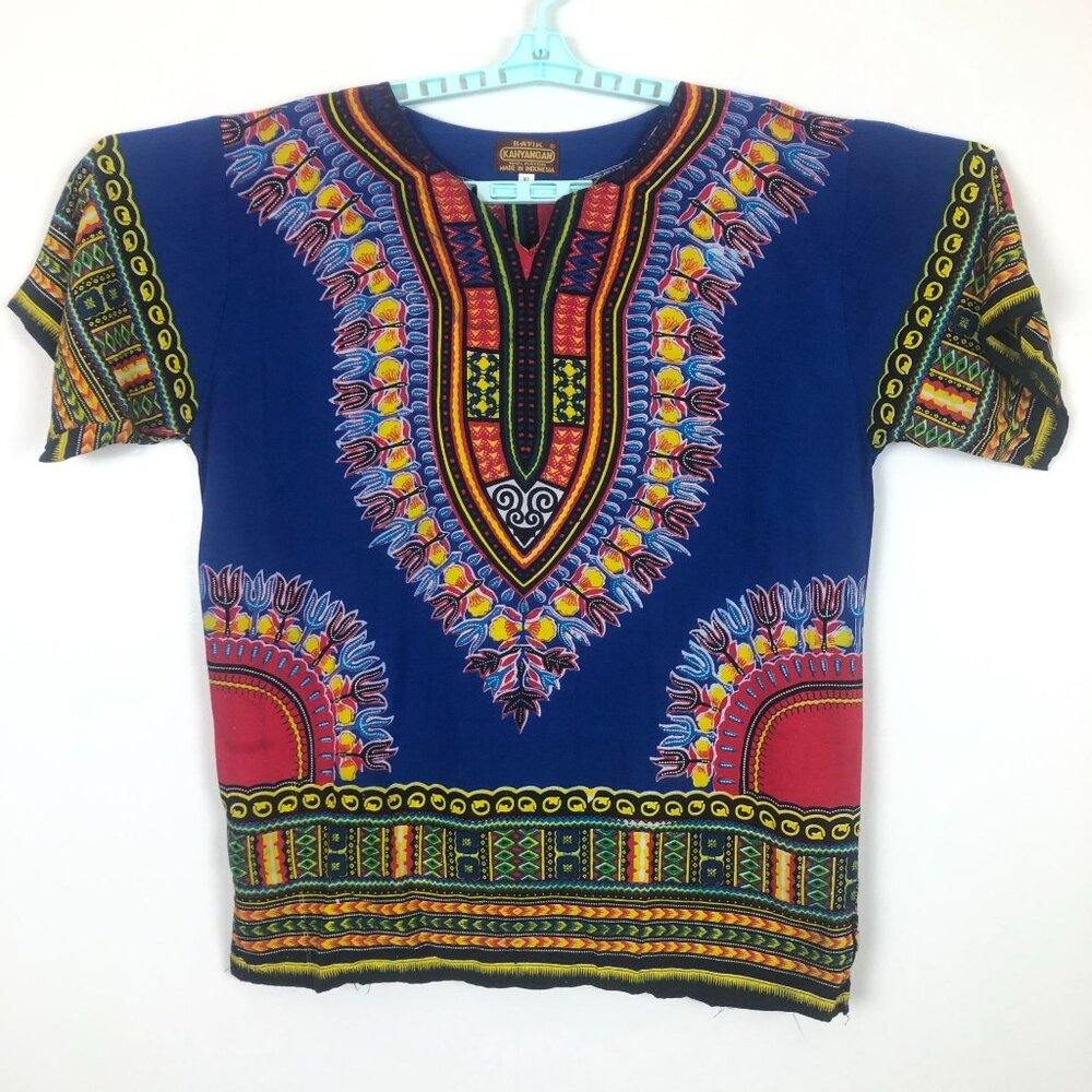Kahyangan Dashiki Shirt XL Bold Batik Rayon Pullover Unisex Festival African